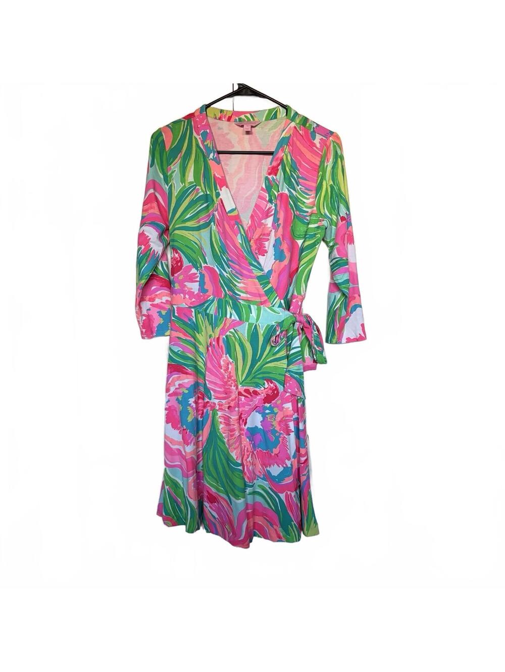 Lilly Pulitzer Emilia Wrap Dress Paradise Bound Medium Preppy Coastal
